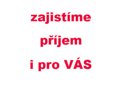 Zajistíme příjem i pro vás